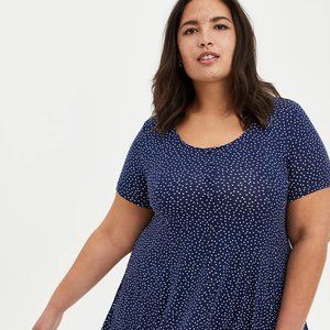 Torrid Flare Navy Polka Dot Top (size 1)